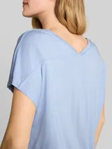 TOM TAILOR Damen T-Shirt mit V-Ausschnitt, blau, Uni – Bild 6