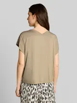 TOM TAILOR Damen T-Shirt mit V-Ausschnitt, grün, Uni – Bild 5
