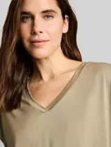 TOM TAILOR Damen T-Shirt mit V-Ausschnitt, grün, Uni – Bild 6