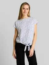 TOM TAILOR Damen T-Shirt mit Knotendetail, weiß, Gemustert – Bild 4