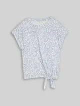 TOM TAILOR Damen T-Shirt mit Knotendetail, weiß, Gemustert – Bild 3