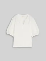 TOM TAILOR Damen Blusenshirt mit Spitzendetails, weiß, Uni – Bild 3