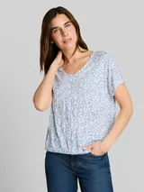 TOM TAILOR Damen Crinkle T-Shirt mit Muster, weiß, Gemustert – Bild 4