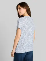 TOM TAILOR Damen Crinkle T-Shirt mit Muster, weiß, Gemustert – Bild 5