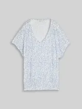 TOM TAILOR Damen Crinkle T-Shirt mit Muster, weiß, Gemustert – Bild 3