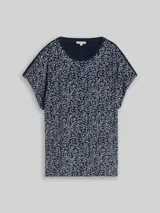 TOM TAILOR Damen T-Shirt im Material-Mix, blau, Uni – Bild 3