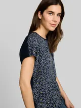 TOM TAILOR Damen T-Shirt im Material-Mix, blau, Uni – Bild 6