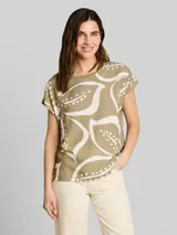 TOM TAILOR Damen T-Shirt im Material-Mix, grün, Uni – Bild 4