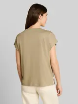 TOM TAILOR Damen T-Shirt im Material-Mix, grün, Uni – Bild 5