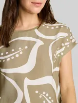 TOM TAILOR Damen T-Shirt im Material-Mix, grün, Uni – Bild 6