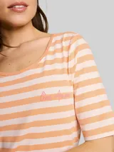 TOM TAILOR Damen T-Shirt mit Stickerei, orange, Gestreift – Bild 6