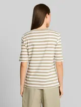 TOM TAILOR Damen T-Shirt mit Stickerei, grün, Gestreift – Bild 5