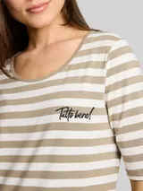 TOM TAILOR Damen T-Shirt mit Stickerei, grün, Gestreift – Bild 6