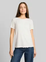 TOM TAILOR Damen T-Shirt mit Rippstruktur, weiß, Uni – Bild 4