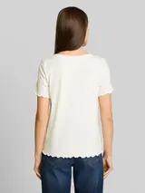 TOM TAILOR Damen T-Shirt mit Rippstruktur, weiß, Uni – Bild 5