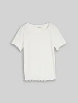 TOM TAILOR Damen T-Shirt mit Rippstruktur, weiß, Uni – Bild 3