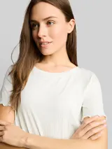 TOM TAILOR Damen T-Shirt mit Rippstruktur, weiß, Uni – Bild 6