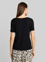 TOM TAILOR Damen T-Shirt mit Rippstruktur, schwarz, Uni – Bild 5
