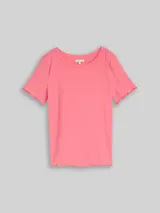 TOM TAILOR Damen T-Shirt mit Rippstruktur, rosa, Uni – Bild 3
