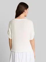 TOM TAILOR Damen T-Shirt mit Turn-Up-Funktion, weiß, Uni – Bild 5