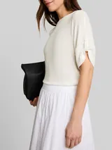 TOM TAILOR Damen T-Shirt mit Turn-Up-Funktion, weiß, Uni – Bild 6