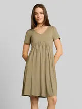 TOM TAILOR Damen Jerseykleid mit V-Ausschnitt, grün, Uni – Bild 4