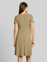 TOM TAILOR Damen Jerseykleid mit V-Ausschnitt, grün, Uni – Bild 5
