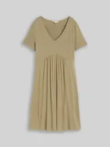TOM TAILOR Damen Jerseykleid mit V-Ausschnitt, grün, Uni – Bild 3