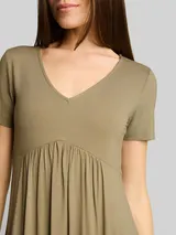 TOM TAILOR Damen Jerseykleid mit V-Ausschnitt, grün, Uni – Bild 6