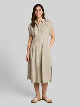 TOM TAILOR Damen Midi-Kleid mit Streifenmuster, grün, Gestreift – Bild 4