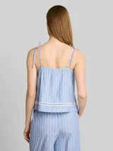 TOM TAILOR DENIM Damen Blusentop mit Streifenmuster, blau, Gestreift – Bild 5