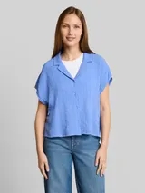 TOM TAILOR DENIM Damen Seersucker Resort Hemdbluse, blau, Uni – Bild 4