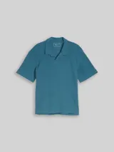 TOM TAILOR DENIM Herren Relaxed Fit Poloshirt mit Waffelstruktur, blau, Uni – Bild 3