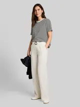 TOM TAILOR Damen Musselin Wide Leg Hose mit Gürtel, weiß, Uni – Bild 4