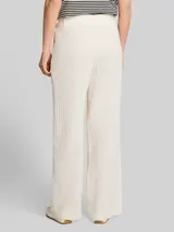 TOM TAILOR Damen Musselin Wide Leg Hose mit Gürtel, weiß, Uni – Bild 5