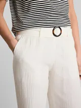 TOM TAILOR Damen Musselin Wide Leg Hose mit Gürtel, weiß, Uni – Bild 6