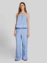 TOM TAILOR DENIM Damen Wide Leg Hose mit Streifenmuster, blau, Gestreift – Bild 4