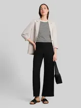 TOM TAILOR DENIM Damen Wide Leg Strickhose, schwarz, Uni – Bild 4