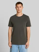 TOM TAILOR DENIM Herren T-Shirt im Used-Look, schwarz, Uni – Bild 4