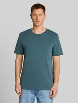 TOM TAILOR DENIM Herren T-Shirt im Used-Look, grün, Uni – Bild 4