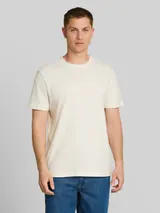 TOM TAILOR DENIM Herren Terry T-Shirt aus Baumwolle, weiß, Uni – Bild 4