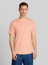 TOM TAILOR DENIM Herren T-Shirt mit feinem Streifenmuster, orange, Meliert – Bild 4