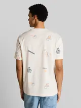 TOM TAILOR DENIM Herren Relaxed Fit T-Shirt mit Allover-Print, weiß, Gemustert – Bild 5