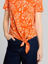 TOM TAILOR DENIM Damen T-Shirt mit Knotendetail, rot, Geblümt – Bild 6