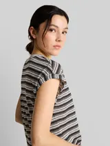 TOM TAILOR DENIM Damen T-Shirt mit Streifenmuster, schwarz, Gestreift – Bild 6