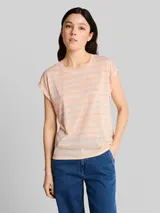 TOM TAILOR DENIM Damen T-Shirt mit Streifenmuster, orange, Gestreift – Bild 4
