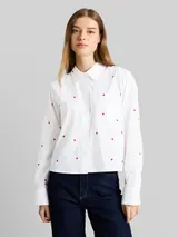 TOM TAILOR DENIM Damen Boxy Fit Hemdbluse mit Stickereien, weiß, Gemustert – Bild 4