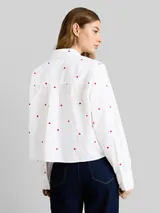 TOM TAILOR DENIM Damen Boxy Fit Hemdbluse mit Stickereien, weiß, Gemustert – Bild 5