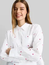 TOM TAILOR DENIM Damen Boxy Fit Hemdbluse mit Stickereien, weiß, Gemustert – Bild 6