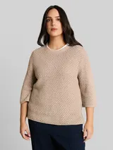 TOM TAILOR Damen Plus Size - Loose Fit Strickpullover mit Lochmuster, grau, Uni – Bild 4